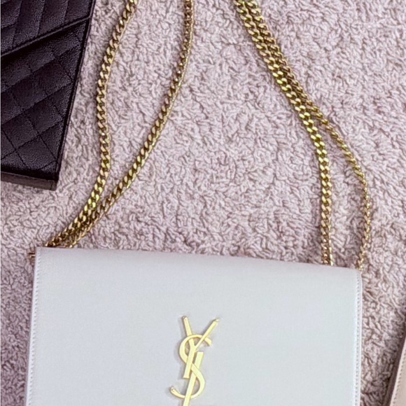 Yves Saint Laurent Handbags - Yves Saint Laurent Cream Crossbody Bag with Gold Chain